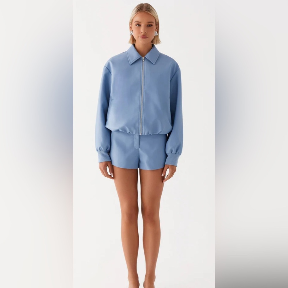 Peppermayo Aspen Light Blue Bomber Jacket with Matching Shorts